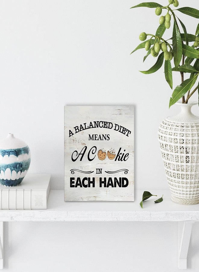 MAVOTEN Rustic a Balanced Diet Means a Cookie in Each Hand Wood Box Sign Funny Kitchen Wooden Box Sign Farmhouse Home Kitchen Desk Shelf Decor (5 X 5 Inch) - Image 5